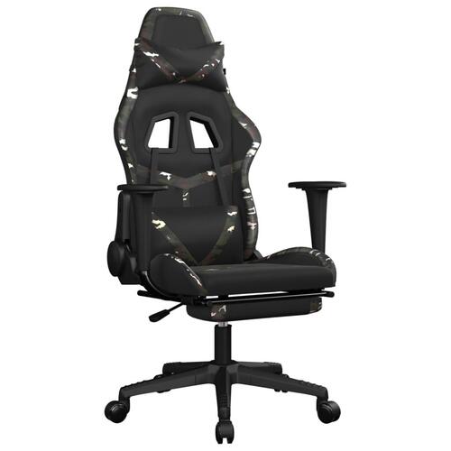 Gamingstol m. massage og fodstøtte kunstlæder sort camouflage