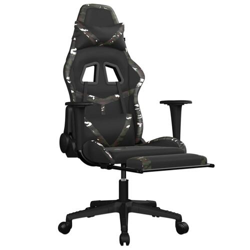 Gamingstol m. massage og fodstøtte kunstlæder sort camouflage