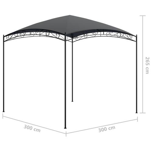 Pavillon 3x3x2,65 m 180 g/m² antracitgrå