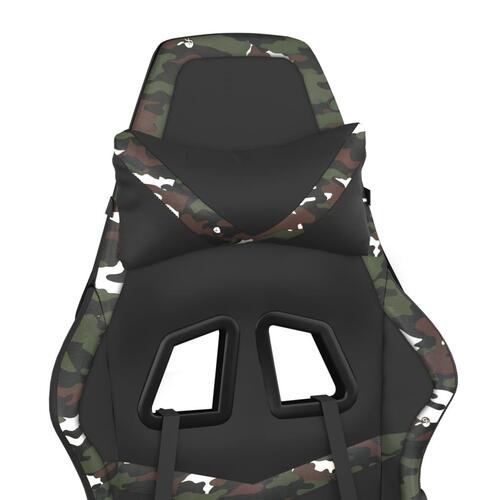 Gamingstol m. massage og fodstøtte kunstlæder sort camouflage