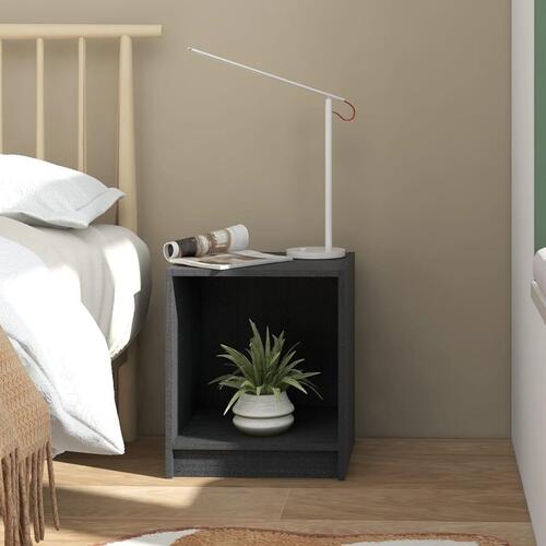 Sengeskabe 2 stk. 35,5x33,5x41,5 cm massivt fyrretræ grå