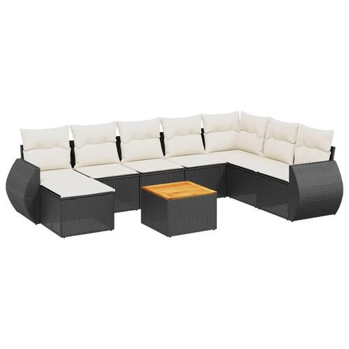 Sofasæt til haven 9 dele med hynder polyrattan sort