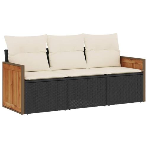 Sofasæt til haven 3 dele med hynder polyrattan sort