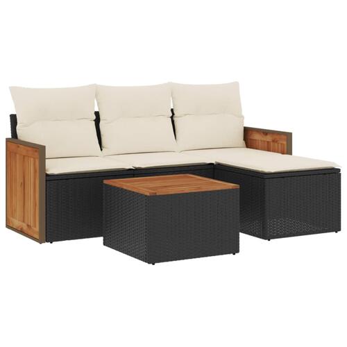 Sofasæt til haven 5 dele med hynder polyrattan sort