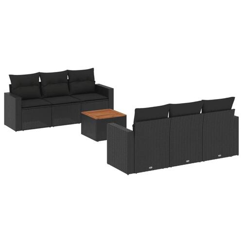 Sofasæt til haven 7 dele med hynder polyrattan sort