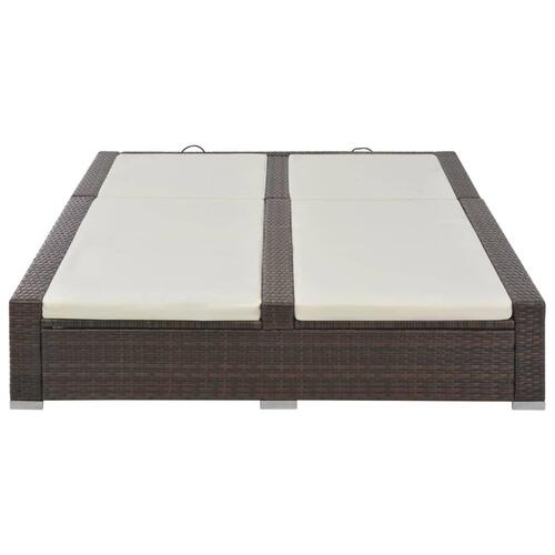 Dobbelt liggestol polyrattan brun
