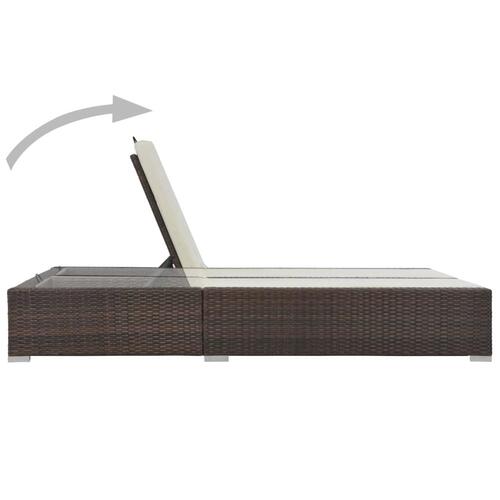 Dobbelt liggestol polyrattan brun