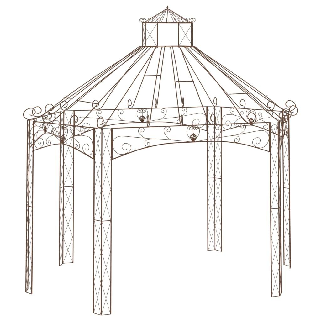 Havepavillon i smedejern - antikbrun, 400 × 258 × 378 cm