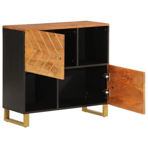 Skænk 80x33,5x75 cm massivt mangotræ brun og sort