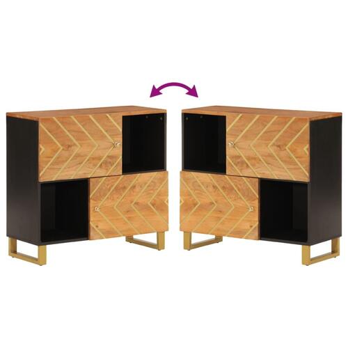 Skænk 80x33,5x75 cm massivt mangotræ brun og sort