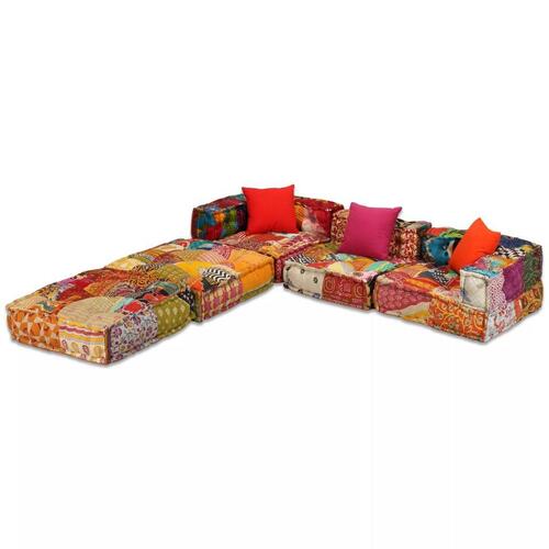 3-personers modulpuf stof patchwork