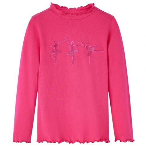 Langærmet T-shirt til børn str. 140 pink