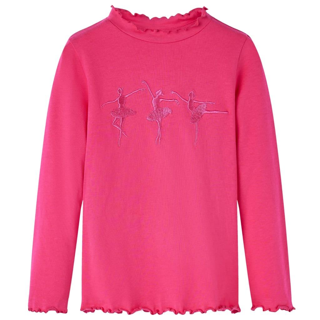 Langærmet T-shirt til børn str. 140 pink