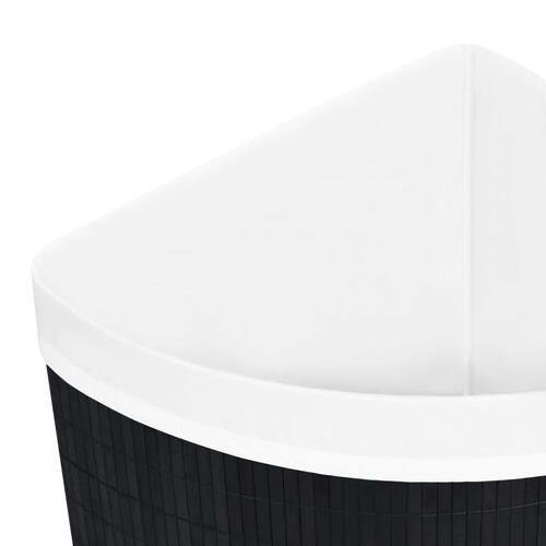 Vasketøjskurv til hjørne 60 l bambus sort