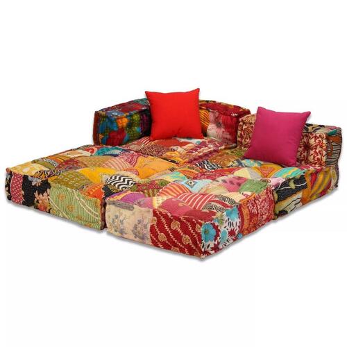 3-personers modulpuf stof patchwork