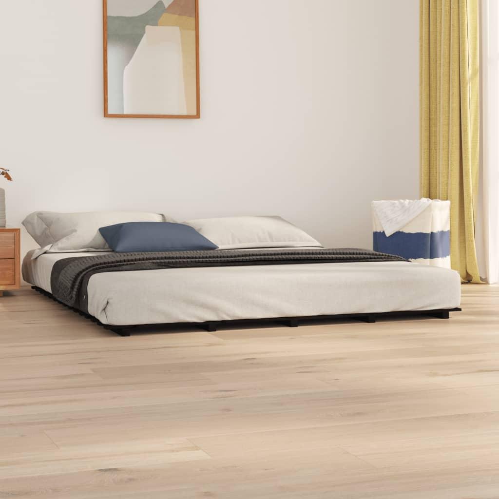 Sengeramme 180x200 cm massivt fyrretræ sort