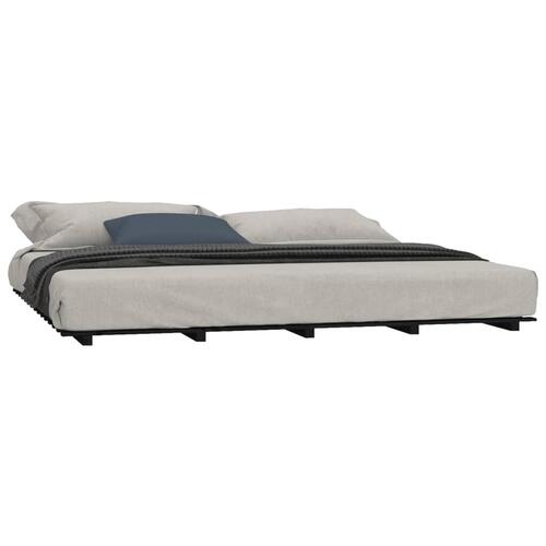 Sengeramme 180x200 cm massivt fyrretræ sort
