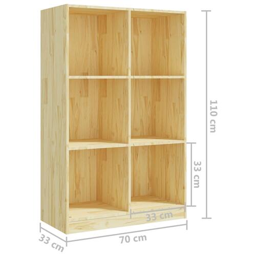 Bogreol 70x33x110 cm massivt fyrretræ