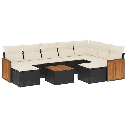 Sofasæt til haven 10 dele med hynder polyrattan sort