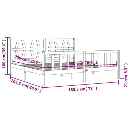 Sengeramme med sengegavl Super King Size massivt træ hvid