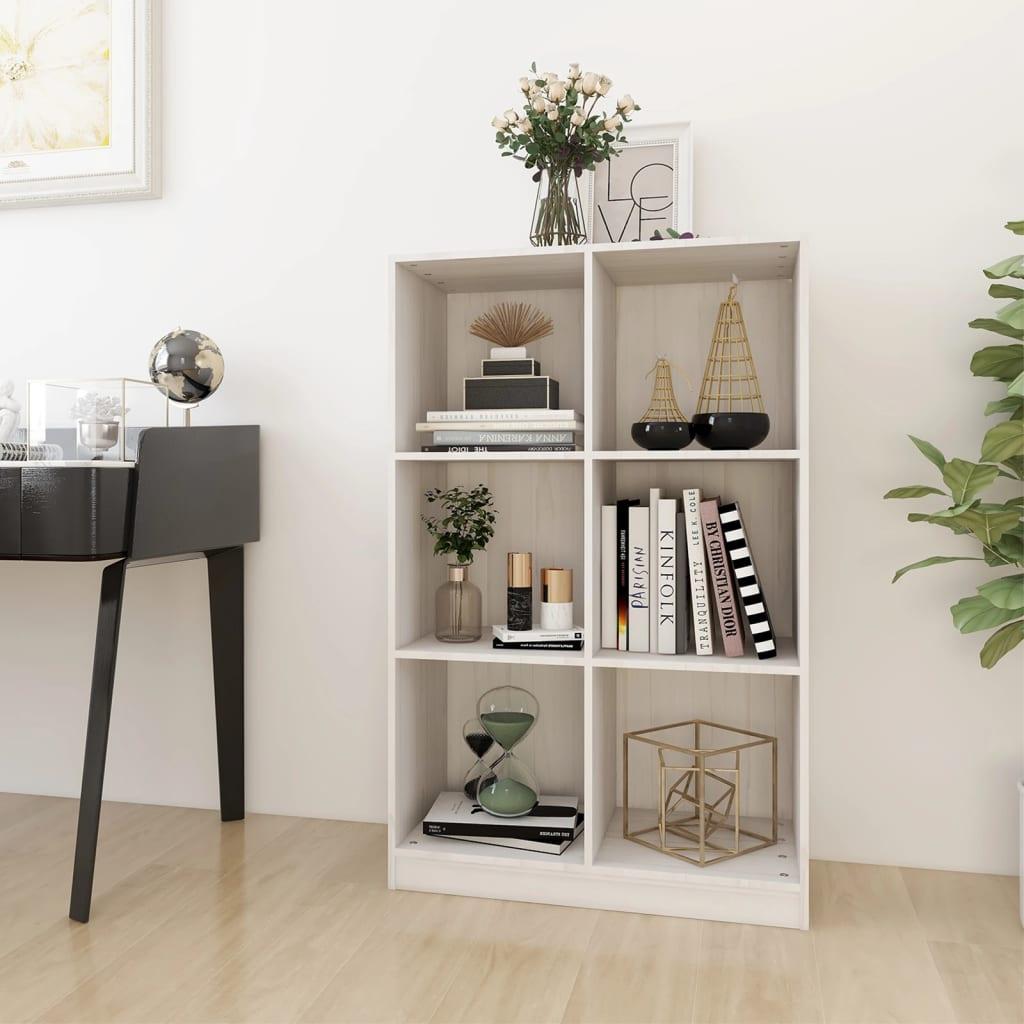 Bogreol 70x33x110 cm massivt fyrretræ hvid