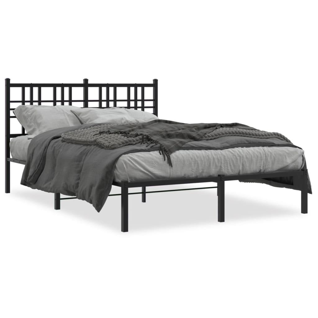 Sengeramme med sengegavl 135x190 cm metal sort