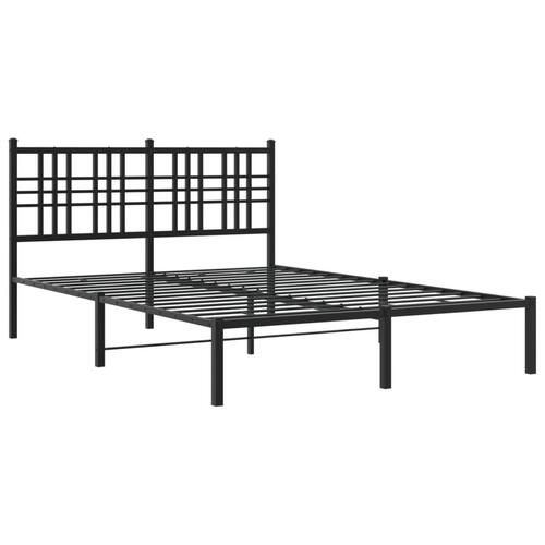 Sengeramme med sengegavl 135x190 cm metal sort