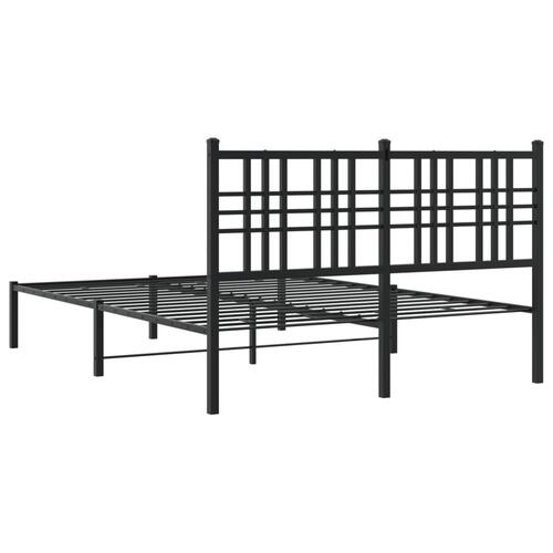 Sengeramme med sengegavl 135x190 cm metal sort