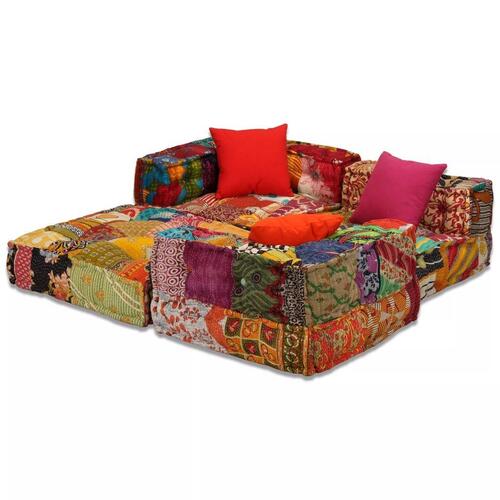 3-personers modulpuf stof patchwork