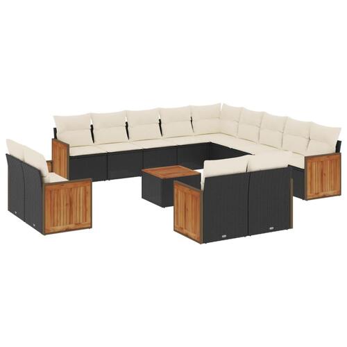 Sofasæt til haven 14 dele med hynder polyrattan sort