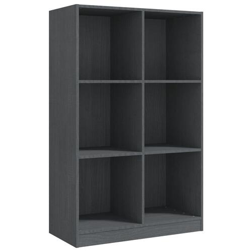 Bogreol 70x33x110 cm massivt fyrretræ grå