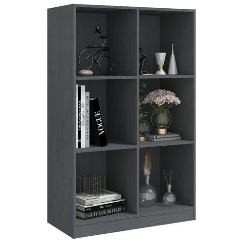 Bogreol 70x33x110 cm massivt fyrretræ grå