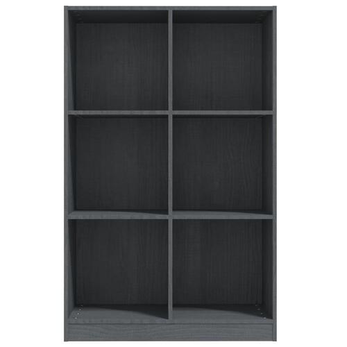Bogreol 70x33x110 cm massivt fyrretræ grå
