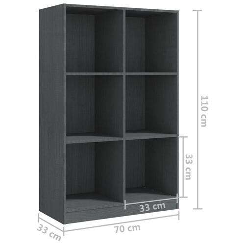 Bogreol 70x33x110 cm massivt fyrretræ grå