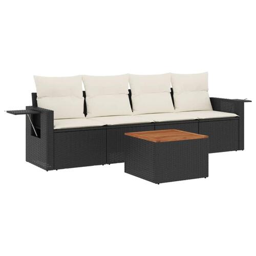 Sofasæt til haven 5 dele med hynder polyrattan sort