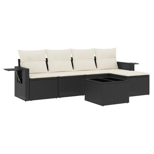 Sofasæt til haven 6 dele med hynder polyrattan sort