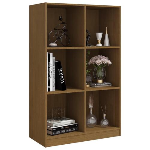 Bogreol 70x33x110 cm massivt fyrretræ gyldenbrun