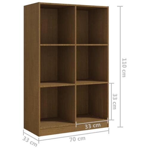 Bogreol 70x33x110 cm massivt fyrretræ gyldenbrun