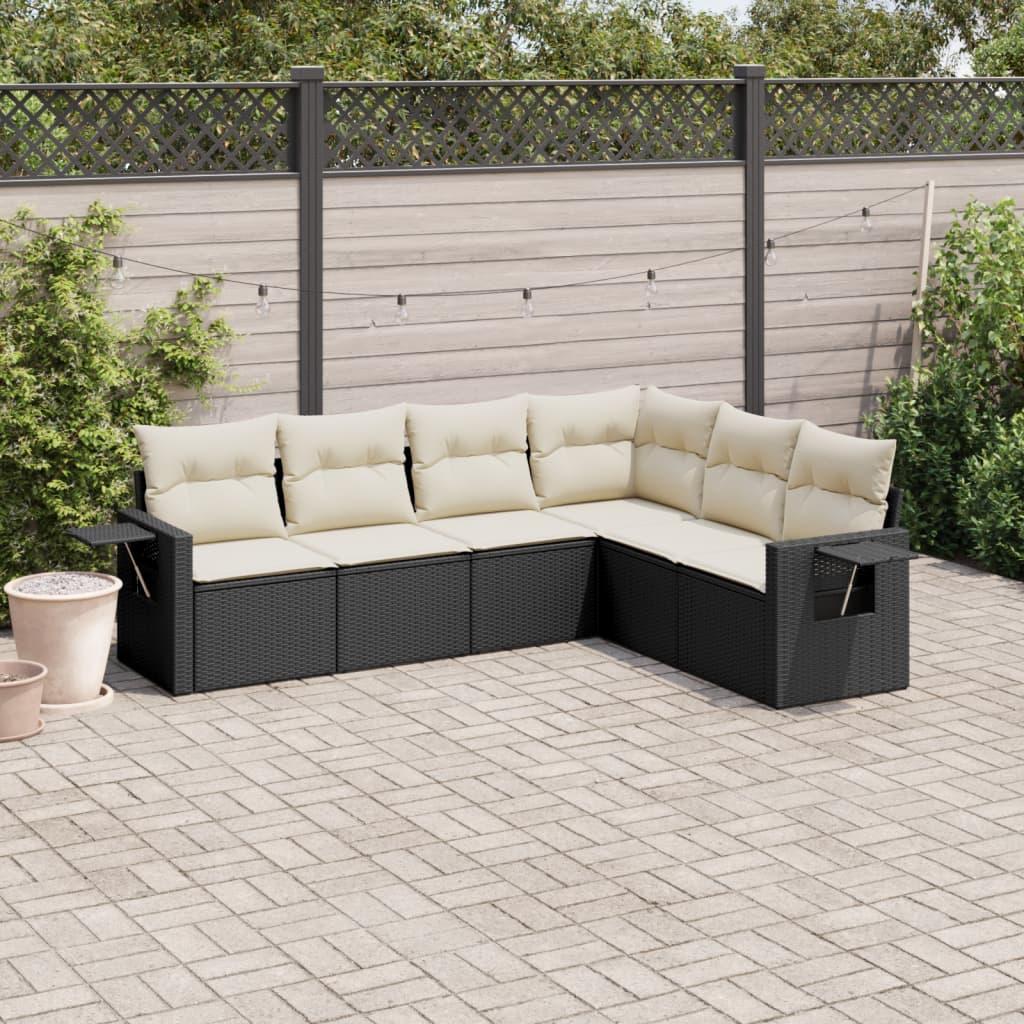 Sofasæt til haven 6 dele med hynder polyrattan sort billede