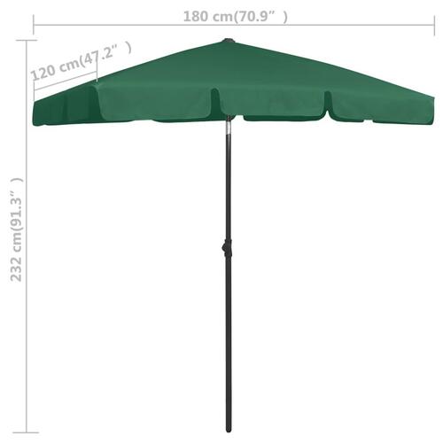 Strandparasol 180x120 cm grøn