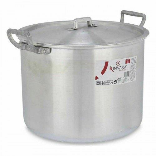 Kinvara gryde med låg - sølvfarvet aluminium, 10 l, 35,5 × 24 × 28 cm (4 stk.)