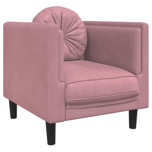 3 personers sofa med puder velour lyserød