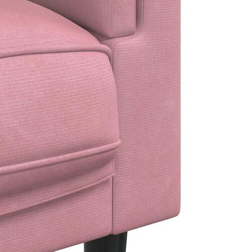 3 personers sofa med puder velour lyserød