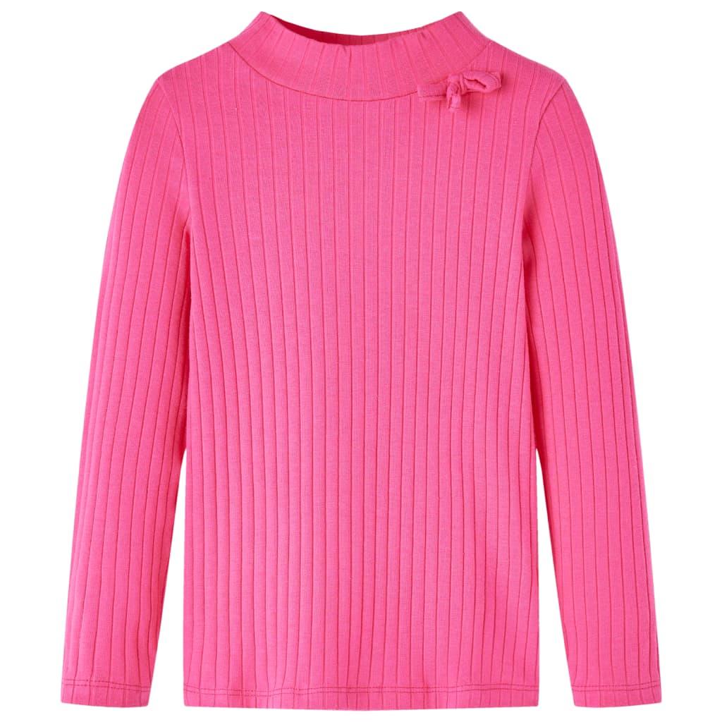 Langærmet T-shirt til børn str. 92 ribstrikket lyserød billede