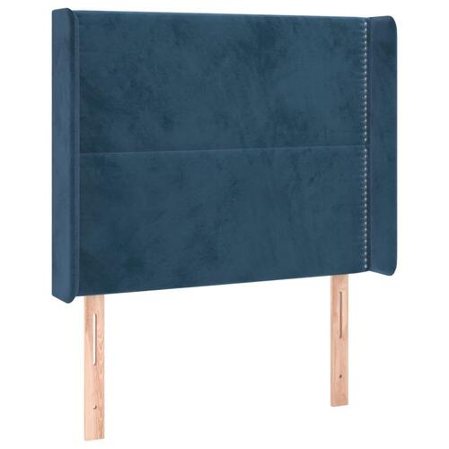 Sengegavl med kanter 93x16x118/128 cm fløjl mørkeblå