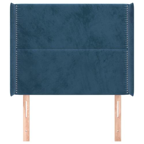 Sengegavl med kanter 93x16x118/128 cm fløjl mørkeblå