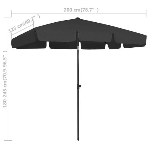 Strandparasol 200x125 cm sort