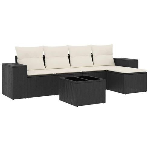 Sofasæt til haven 6 dele med hynder polyrattan sort