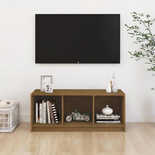 Tv-skab 104x33x41 cm massivt fyrretræ gyldenbrun