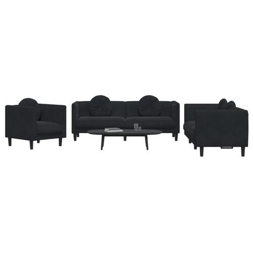 3 personers sofa med puder velour sort